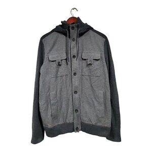 Banana Republic Men's Full-Zip Hooded Sweater Jacket Gray Pockets Sz L